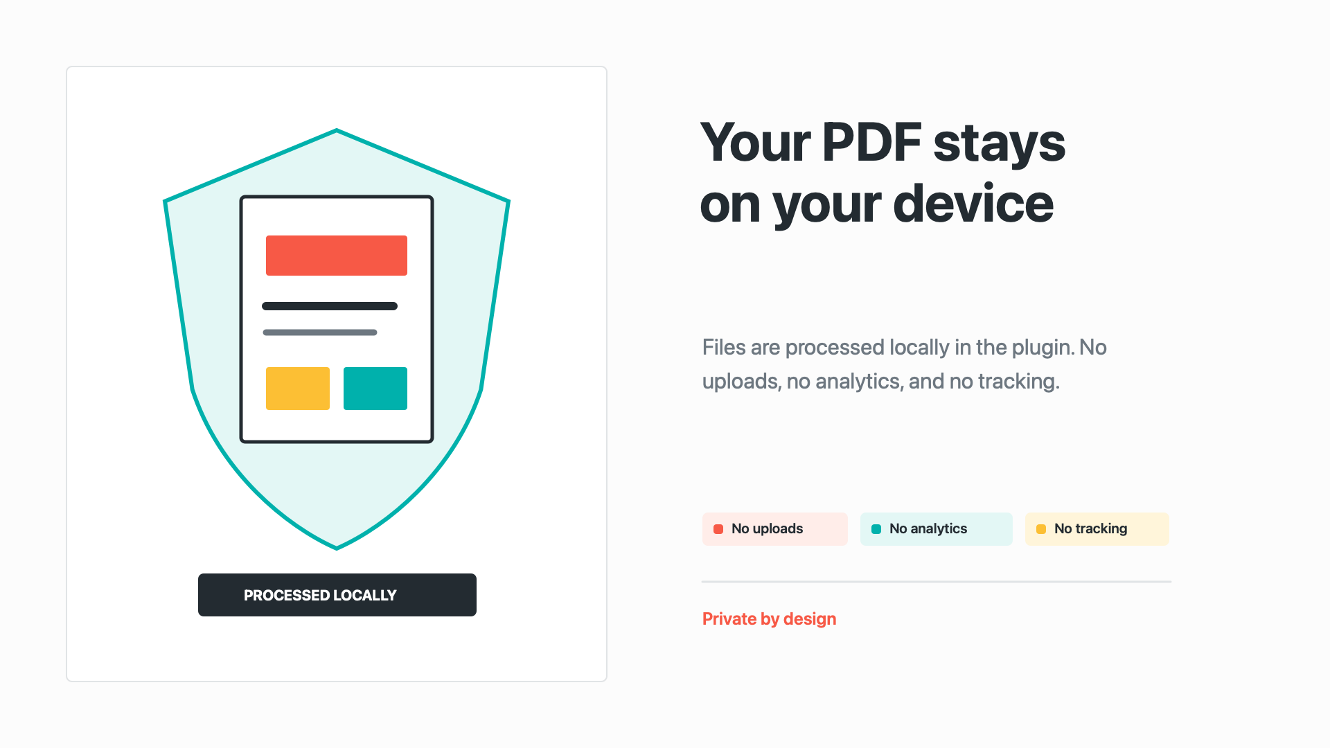 Illustration explaining that PDF processing stays local